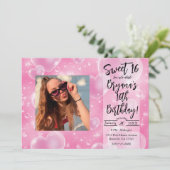 Invitation Pink Bubble Hearts mignon fille 90's Anniversaire  (Debout devant)