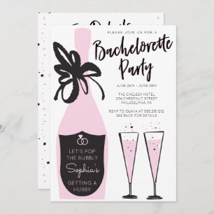 Invitation Pink Bubbly Bachelorette Week-end Itinéraire de la
