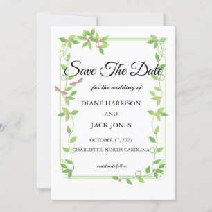 Invitation Pink Buds on Green Ivy Wedding Enregistrer Les Car