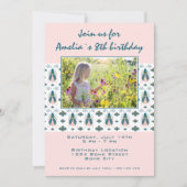 Invitation Pink Bugs Flower Motif Photo Anniversaire (Devant)