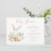 Invitation Pink Bunny Forest Aquarelle Baby shower mignon (Debout devant)