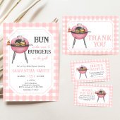 Invitation Pink Burger BBQ Baby Shower