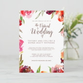 Invitation Pink Burgundy Floral Mariage virtuel en ligne (Debout devant)