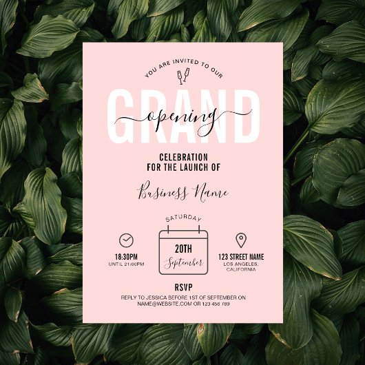 Invitation Pink Business Grand Ouverture Moderne Élégant