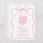 Invitation Pink Cake Bow Girls Veut Juste Être Un Anniversair (Devant)