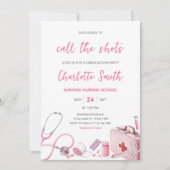 Invitation Pink Call the Shots Nursing Graduation Party (Devant)