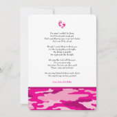 Invitation Pink Camo fille poème baby shower merci note (Devant)