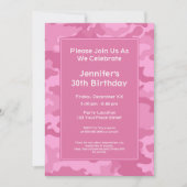 Invitation Pink Camo Militaire Thème Anniversaire (Devant)