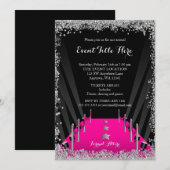 Invitation Pink Carpet Hollywood Parties scintillant Argent F (Devant / Derrière)