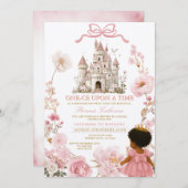 Invitation Pink Castle Princess One-ce Upon A Time Birthday I (Devant / Derrière)