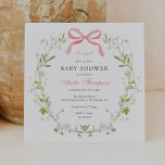 Invitation Pink C'est un Baby shower de boue fleurie fille<br><div class="desc">Célébrez la maman d'être ! L'invitation à la douche est ornée d'une courroie fleurie à ressort d'aquarelle ornée d'un arc rose. Personnalisez avec vos informations ou cliquez sur "Cliquez pour customiser plus loin" pour modifier les styles,  la taille et les couleurs des polices.</div>