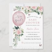 Invitation Pink C'est un Baby shower de papillon à ballons po (Devant)