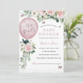 Invitation Pink C'est un Baby shower de papillon à ballons po (Debout devant)