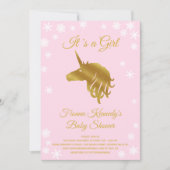 Invitation Pink C'est une fille Baby shower d'hiver Unicorn (Devant)