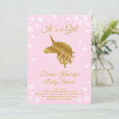 Invitation Pink C'est une fille Baby shower d'hiver Unicorn (Debout devant)