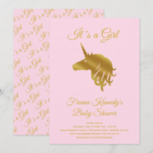 Invitation Pink C'est une fille Unicorn Baby shower Invitatio