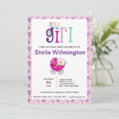 Invitation Pink C'est une Motif de transport de bébé fille Po (Debout devant)