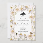 Invitation Pink Chamomiles & Bees Piano Recital (Devant)