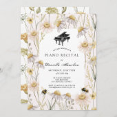 Invitation Pink Chamomiles & Bees Piano Recital (Devant / Derrière)