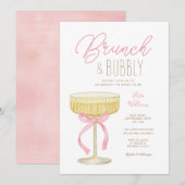 Invitation Pink Champagne Brunch & Bubbly Bridal Shower (Devant / Derrière)