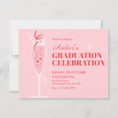 Invitation Pink champagne cocktail graduation (Devant)