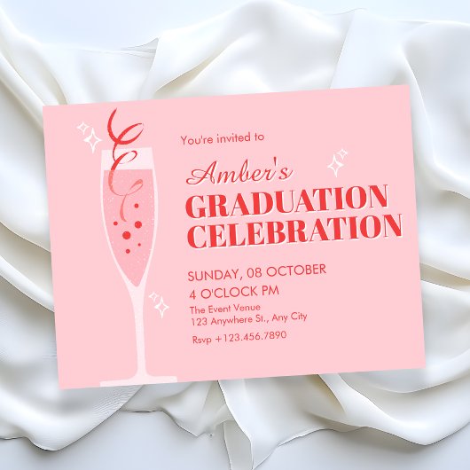 Invitation Pink champagne cocktail graduation