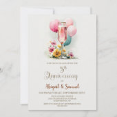 Invitation Pink Champagne Glass 5th Wedding Anniversary (Devant)