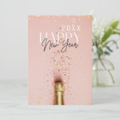 Invitation Pink Champagne Happy New Year Party (Debout devant)
