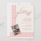 Invitation Pink Check Minimal Elegant Typography Galentine's (Devant)