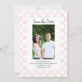 Invitation Pink Checkerboard Photo Save the Date (Devant)