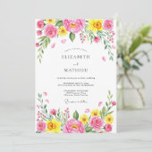 Invitation Pink Cheerful Spring Meadow Wedding (Debout devant)