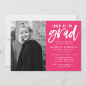 Invitation Pink Cheers à la Grad Script Grad Graduation Party (Devant)
