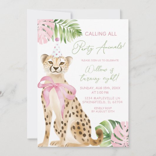 Invitation Pink Cheetah savanna (Devant)