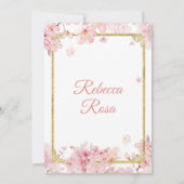 Invitation Pink Cherry Blossom Sakura Gold 15th Quinceañera (Dos)