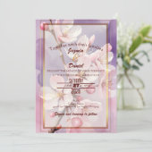 Invitation Pink Cherry Blossoms/ Lavender Photo Box  (Debout devant)