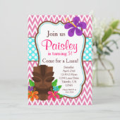 Invitation Pink Chevron, fête d'anniversaire de Tiki Man Luau (Debout devant)