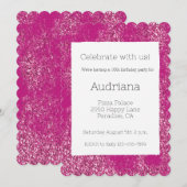 Invitation Pink Chic Glitzy Parties scintillant étincelante 1 (Devant / Derrière)