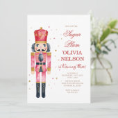Invitation Pink Christmas Birthday Sugar Plum Fairy (Debout devant)