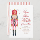 Invitation Pink Christmas Birthday Sugar Plum Fairy (Devant / Derrière)