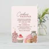 Invitation Pink Christmas Cookie Exchange (Debout devant)