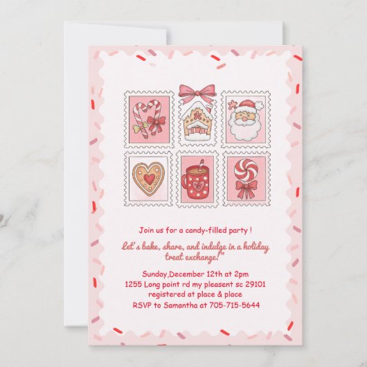 Invitation Pink Christmas Cookie Exchange (Devant)