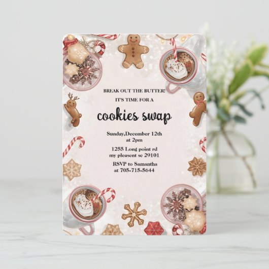 Invitation Pink Christmas Cookie Swap (Debout devant)