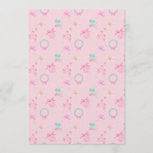 Invitation Pink Christmas Coquette Bow Seamless Pattern (Devant)