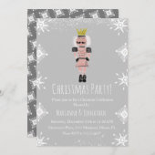 Invitation Pink Christmas Party Nutcracker Snowflakes (Devant / Derrière)
