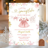 Invitation Pink Christmas Snowflake clothesline Baby Shower
