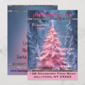 Invitation Pink Christmas Tree Amusant Élégante Soirée Chic (Devant / Derrière)