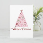 Invitation Pink Christmas Tree Card (Debout devant)