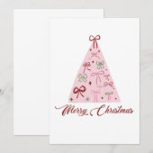 Invitation Pink Christmas Tree Card (Devant / Derrière)