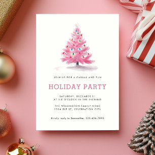 Invitation Pink Christmas Tree Fun Décontracté