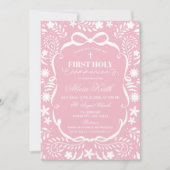 Invitation Pink Cielito Lindo First Holy Communion (Devant)
